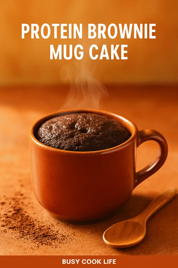 Pinterest pin for protein brownie mug cake recipe