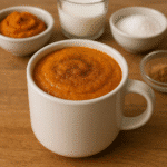 Homemade pumpkin pie in a mug recipe with creamy filling and warm spices - BusyCookLife tested