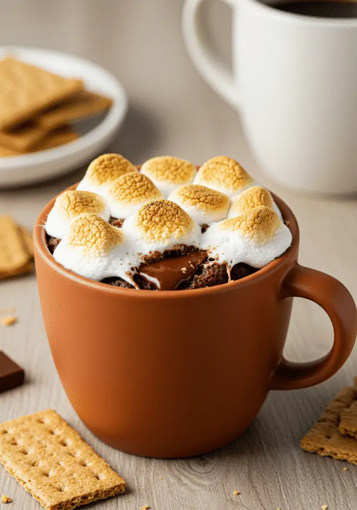 S'mores Mug Cake Pinterest pin showing finished dessert in vertical format for social sharing