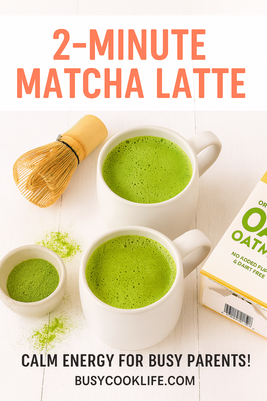 Quick matcha latte collection Pinterest pin showing hot and iced versions - BusyCookLife recipe