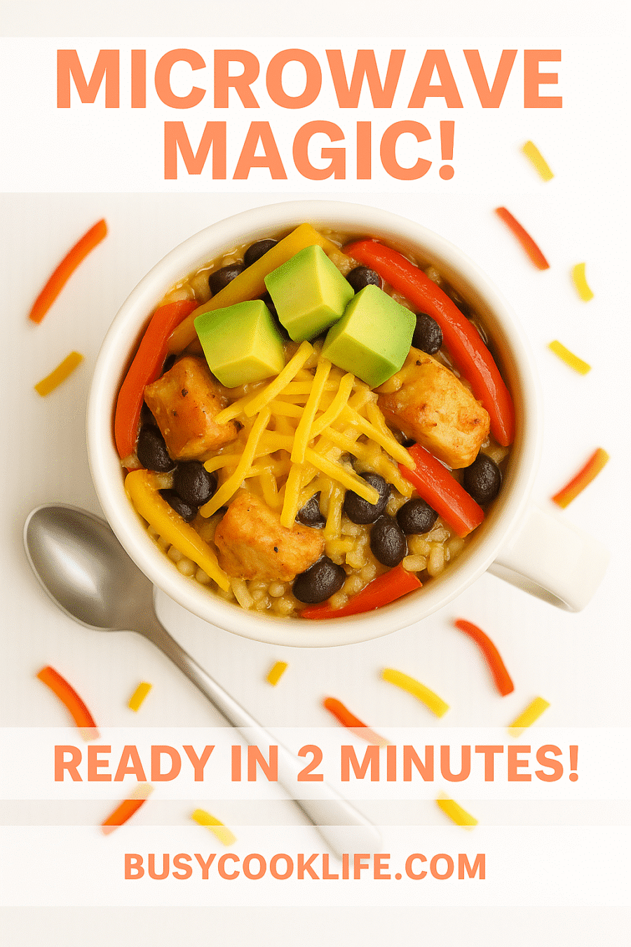 Microwave Magic Fajita Rice Bowl mug recipe with 2-minute cook time - BusyCookLife exclusive