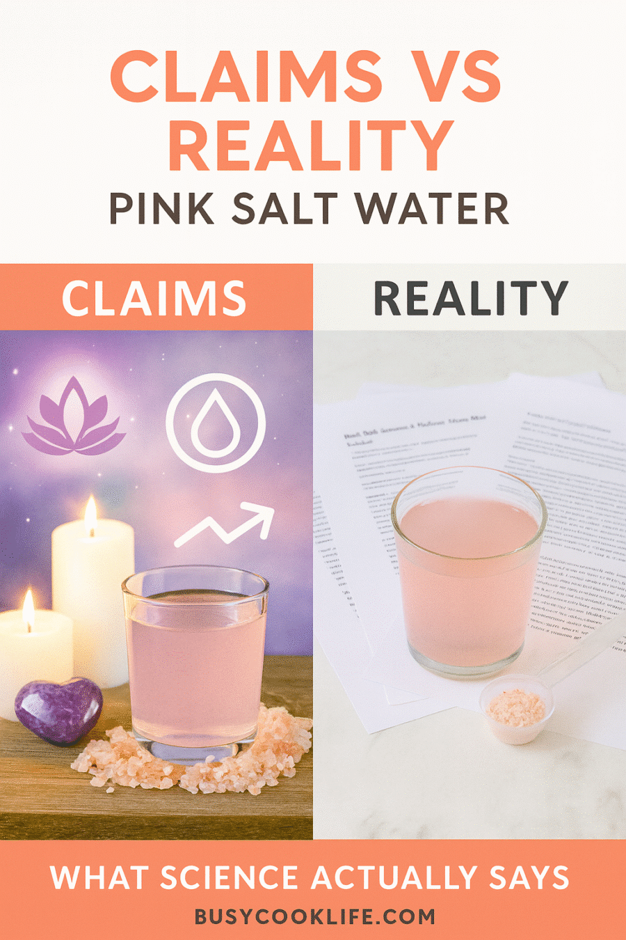 Pink salt water claims vs reality comparison - myth-busting health education