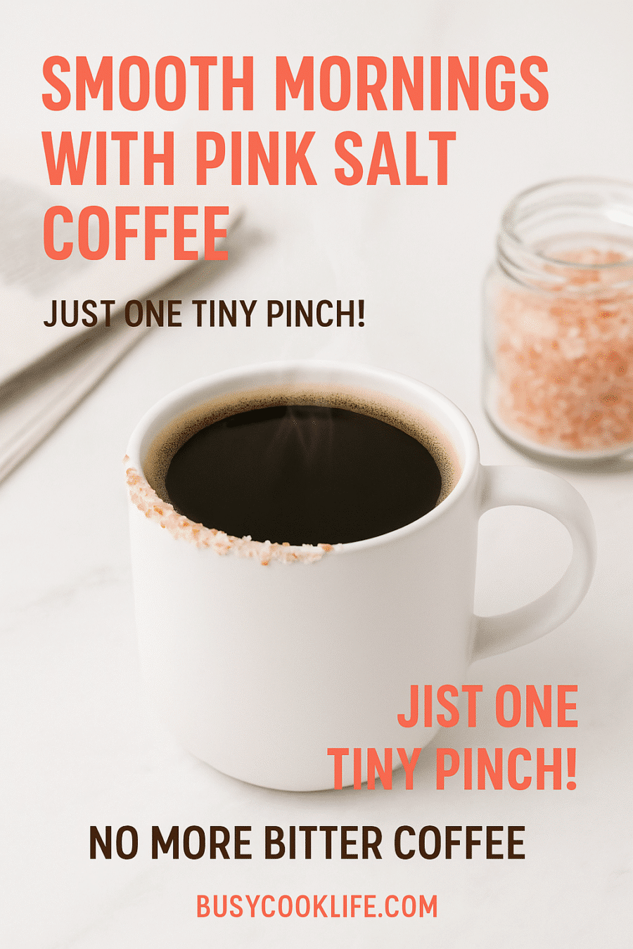 Pink salt coffee Pinterest recipe pin - smooth mornings pink salt coffee
