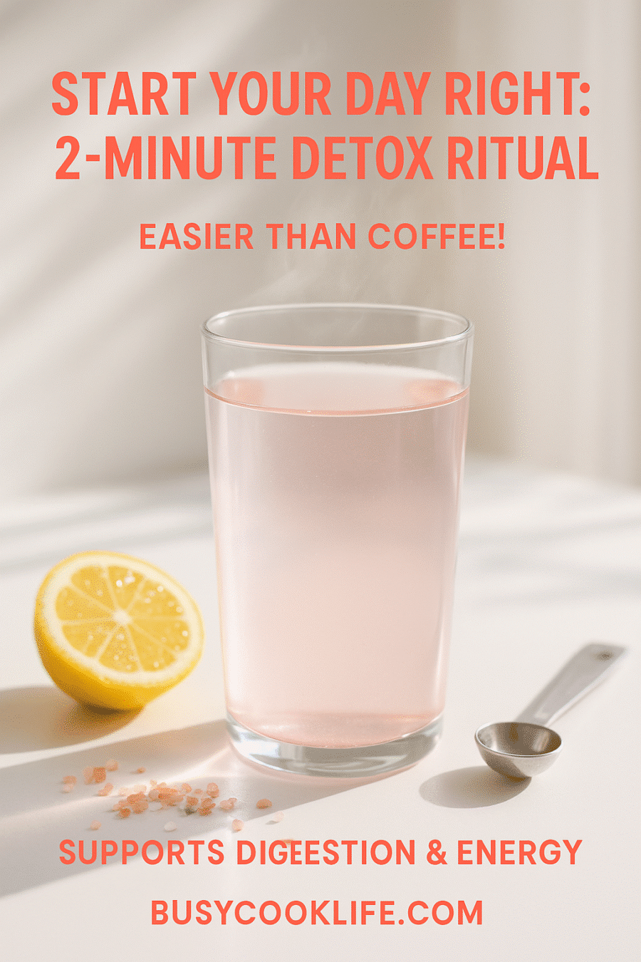 Start your day right Pinterest recipe pin - 2-minute detox ritual pink salt detox recipe
