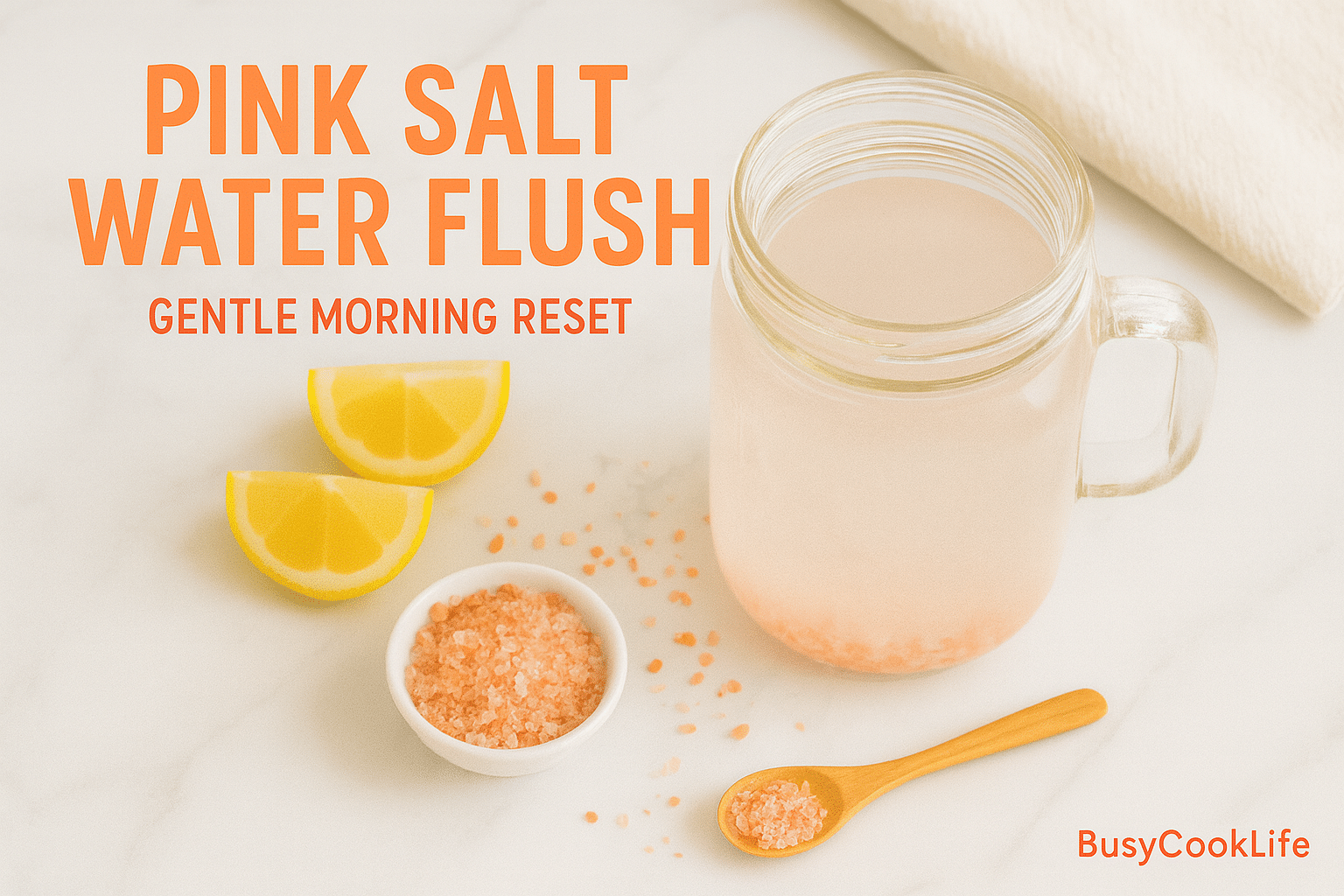 Pink salt water flush recipe - BusyCookLife wellness morning-routine pink salt water flush