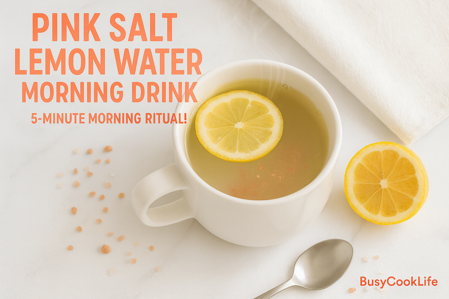 Pink salt lemon water morning drink recipe - BusyCookLife wellness drink pink salt weight loss recipe