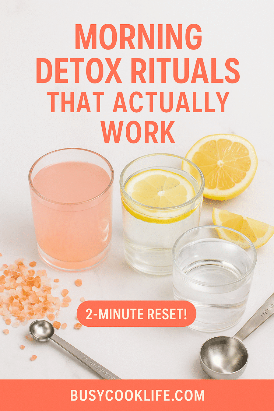 Pinterest pin for morning detox rituals - 2-minute reset smoothie collection