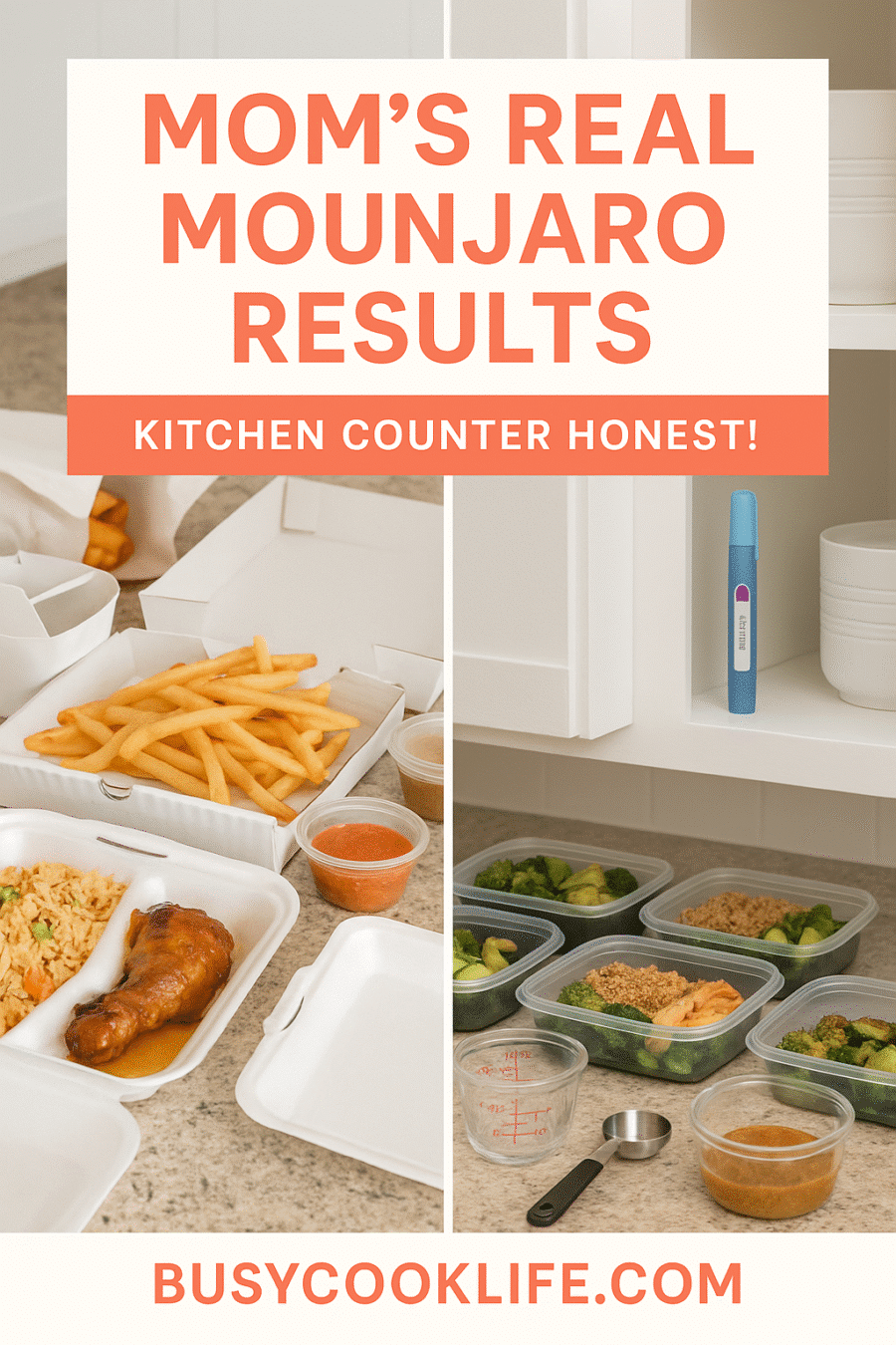 Pinterest pin Mounjaro weight loss real mom results kitchen transformation