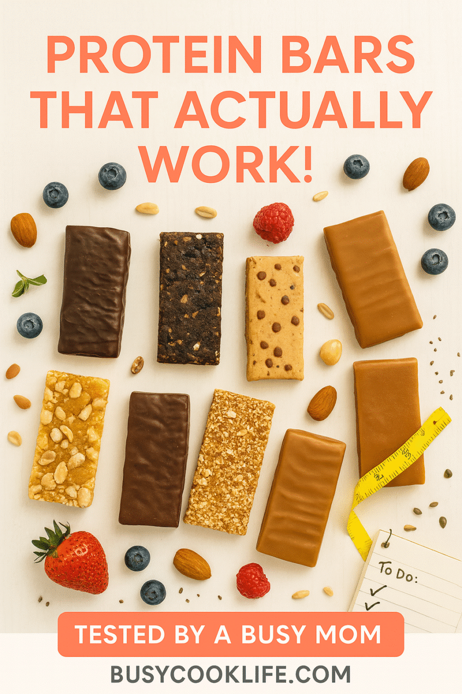 Pinterest pin for best protein bars weight loss - tested by busy mom