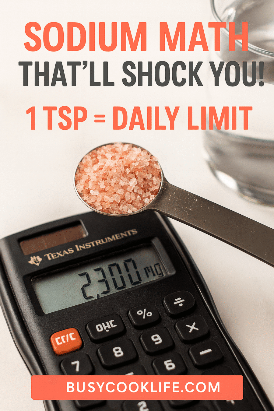 Sodium content math Pinterest pin - daily salt intake educational content