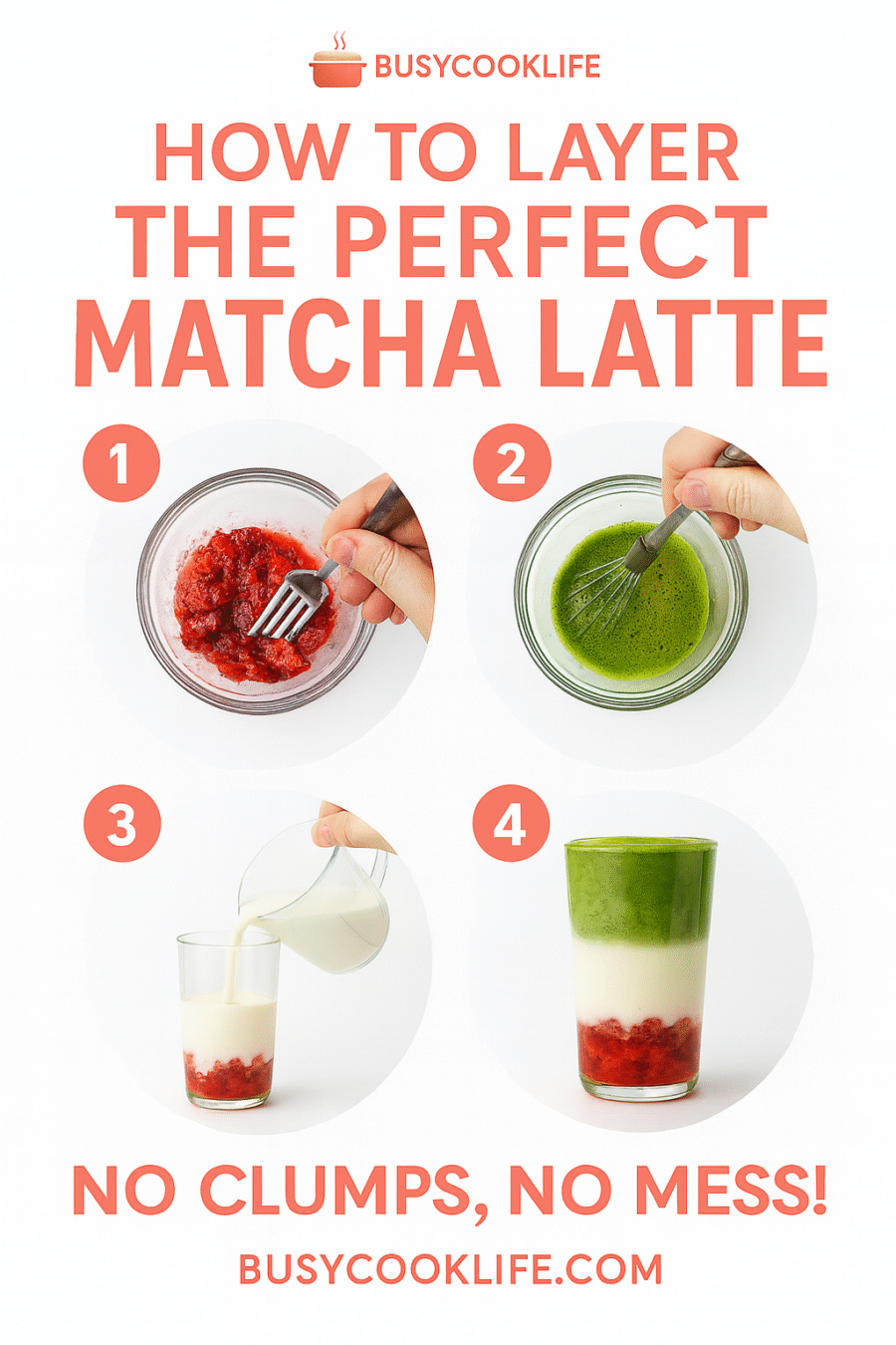 Strawberry Matcha Latte Recipe - Simple and Delicious 9 How to layer matcha latte tutorial pin - step-by-step smoothie guide