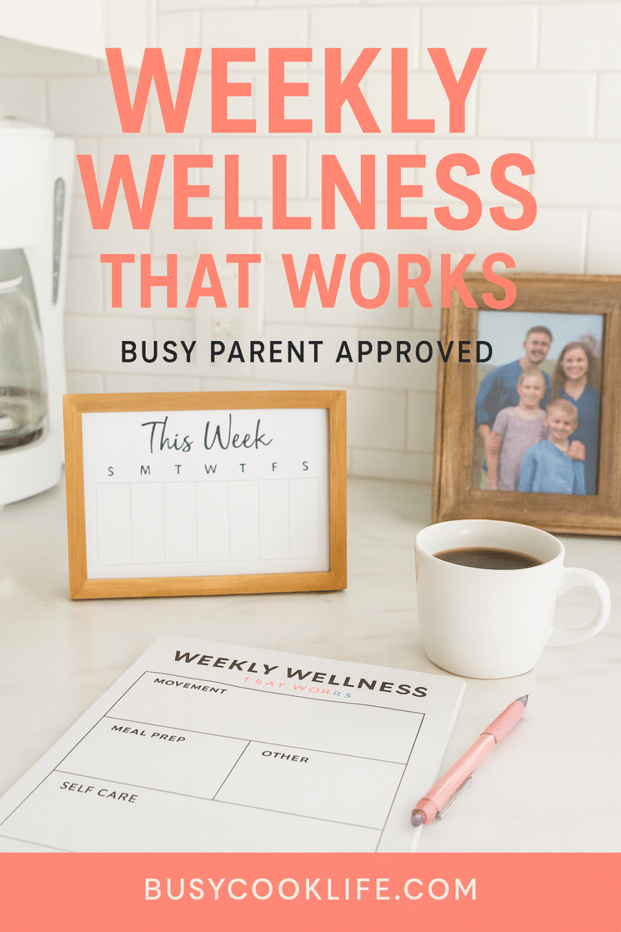 Weekly wellness routine Pinterest pin - busy parent approved mounjaro schedule