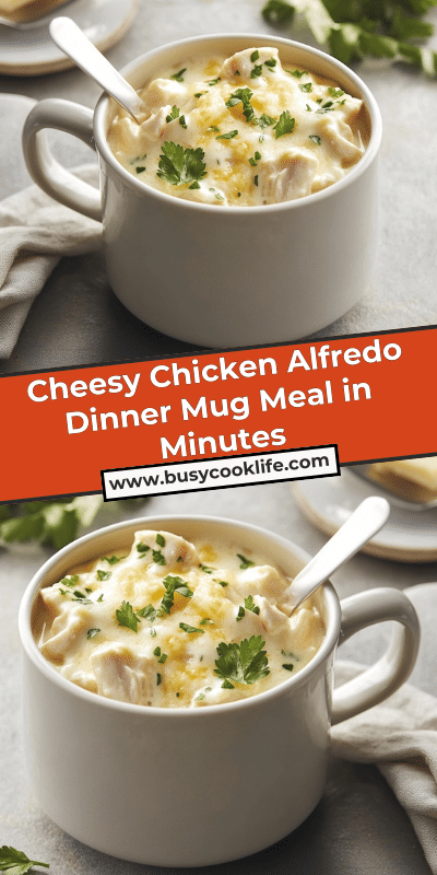 Cheesy Chicken Alfredo Dinner Mug Meal in Minutes