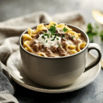 How to make Cozy Beef Stroganoff Dinner Mug Meal — key cooking step