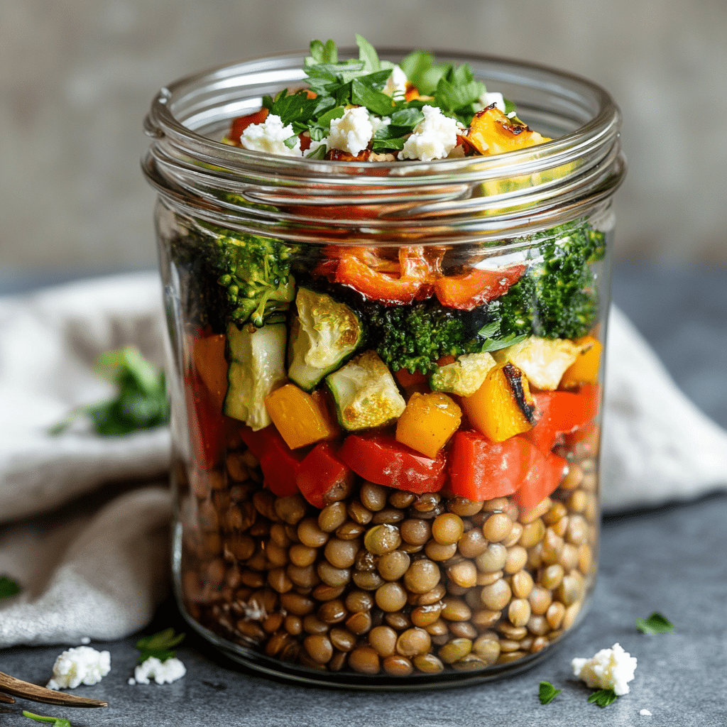 Savory Lentil Veggie Meal Prep Jars — restaurant-quality recipe photo