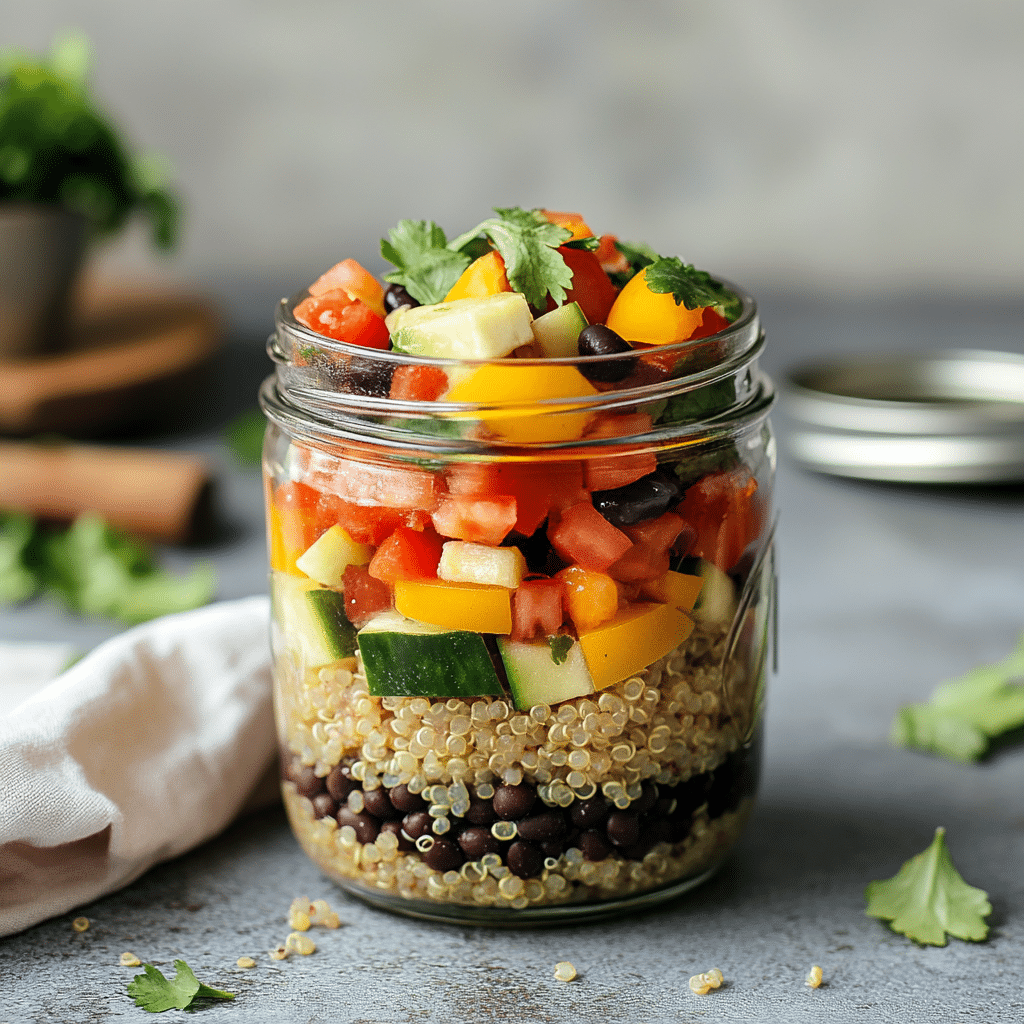 Savory Quinoa and Black Bean Meal Prep Jars — restaurant-quality recipe photo