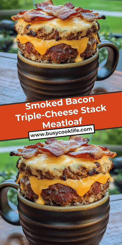 Smoked Bacon Triple-Cheese Stack Meatloaf