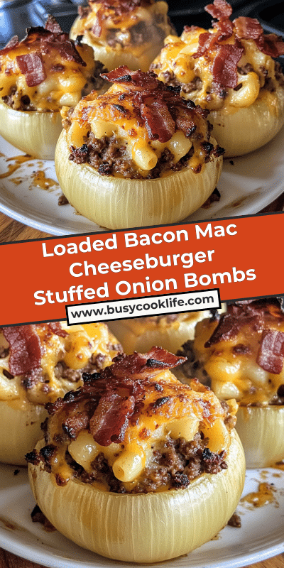 Loaded Bacon Mac Cheeseburger Stuffed Onion Bombs