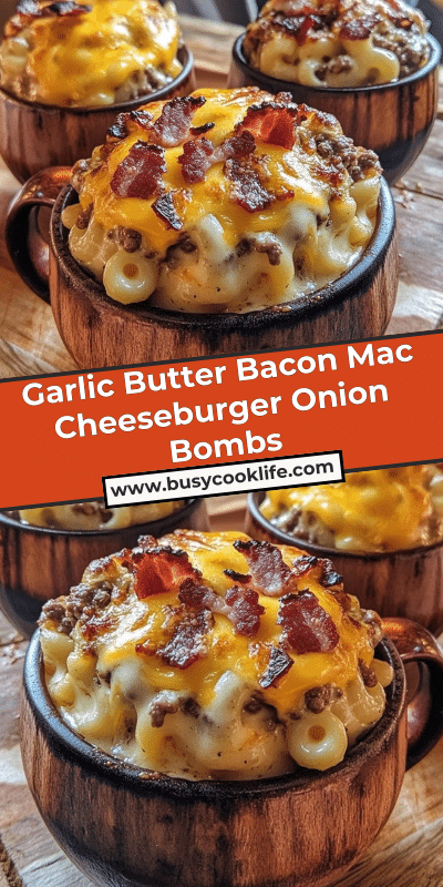 Garlic Butter Bacon Mac Cheeseburger Onion Bombs