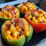 How to make Crispy Bacon Mac Cheeseburger Stuffed Pepper Bombs — key cooking step