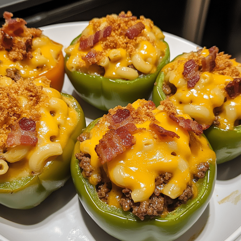 Crispy Bacon Mac Cheeseburger Stuffed Pepper Bombs — restaurant-quality recipe photo