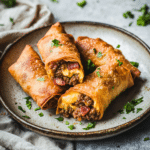 How to make Deep-Fried Garlic Butter Bacon Cheeseburger Egg Rolls — key cooking step