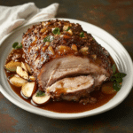 How to make Fire-Kissed Apple Bourbon Pork Roast with Brown Sugar Crust — key cooking step
