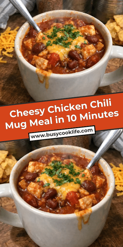 Cheesy Chicken Chili Mug Meal in 10 Minutes