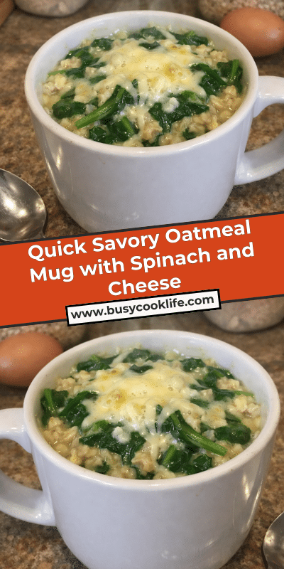 Quick Savory Oatmeal Mug with Spinach and Cheese