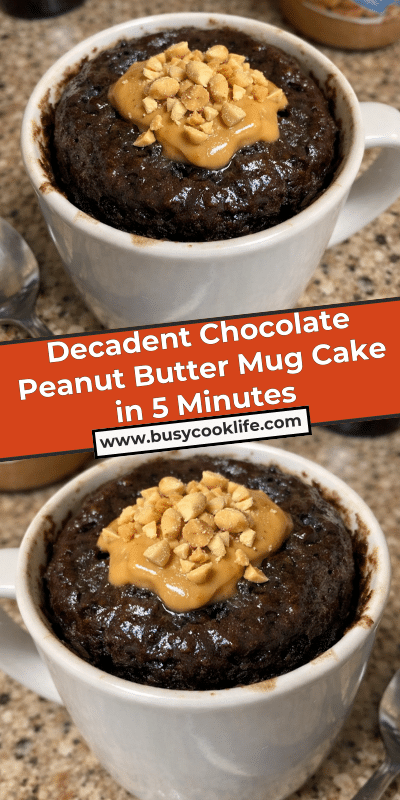 Decadent Chocolate Peanut Butter Mug Cake in 5 Minutes