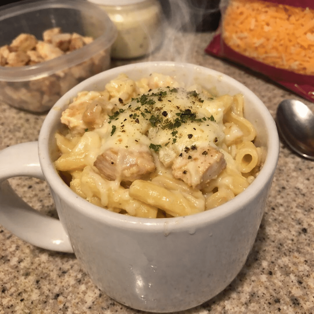Cheesy Chicken Alfredo Mug Meal in Just 10 Minutes — restaurant-quality recipe photo