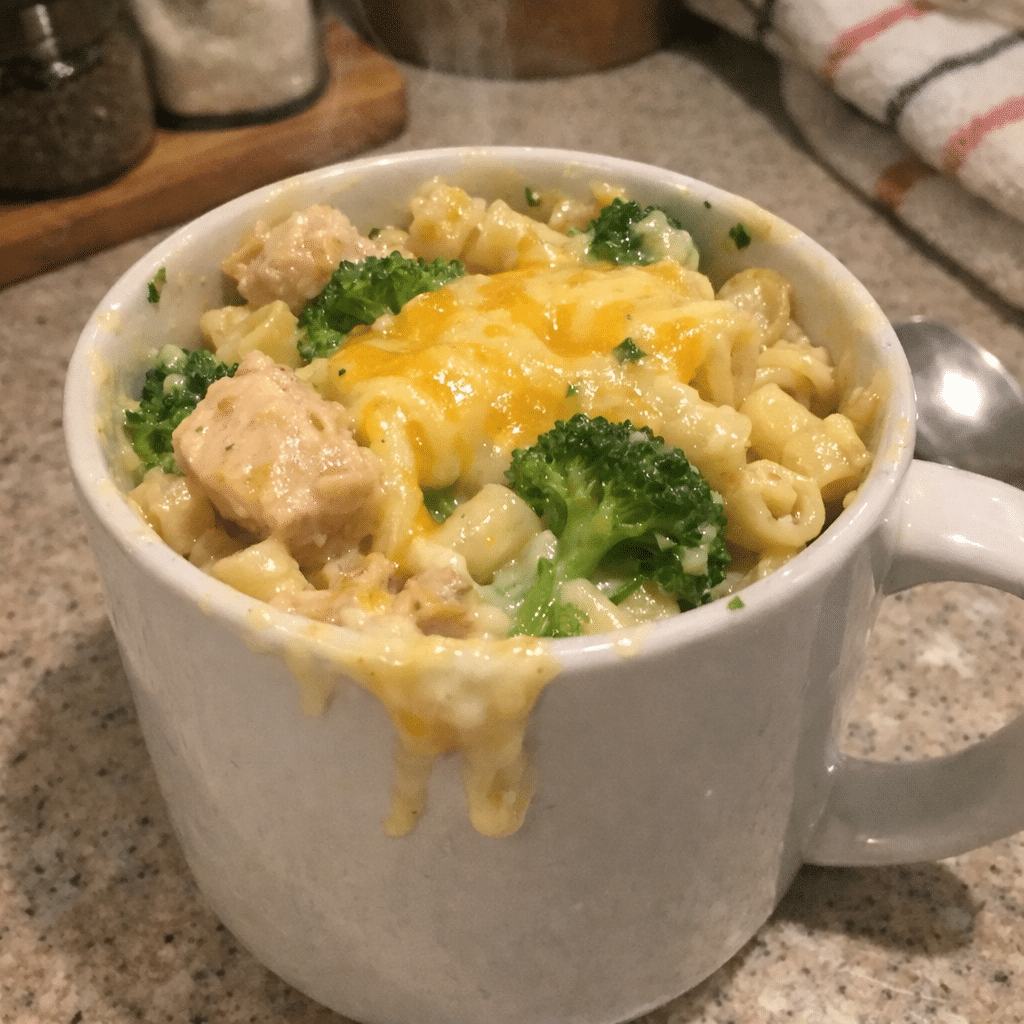 Cheesy Chicken and Broccoli Mug Pasta — restaurant-quality recipe photo