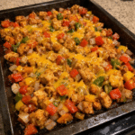 How to make Easy Sheet Pan Chicken Fajita Meal Prep — key cooking step