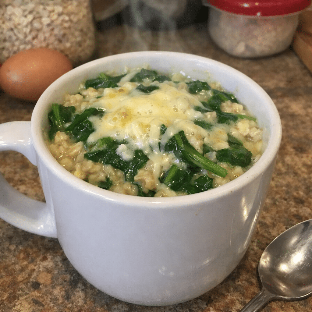 Quick Savory Oatmeal Mug with Spinach and Cheese — restaurant-quality recipe photo